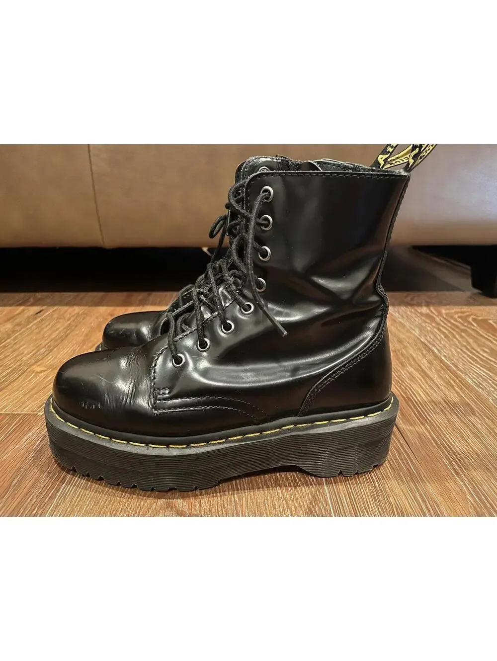 Dr. Martens Black Leather Lace-Up Platform Boots size 39